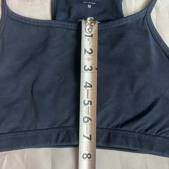 Athleta Navy, Ribbed, Razor Back, Unpadded, Sports Bra- M - Picture 7 of 8